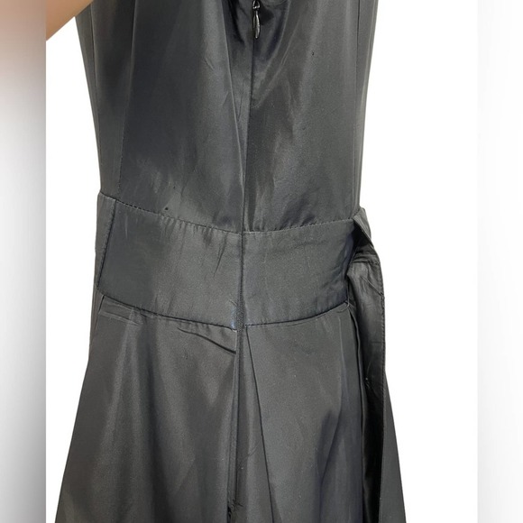 ZARA Basics Black Satin Feel Sleeveless MIDI Dress V-Neck Size Large - Picture 9 of 12